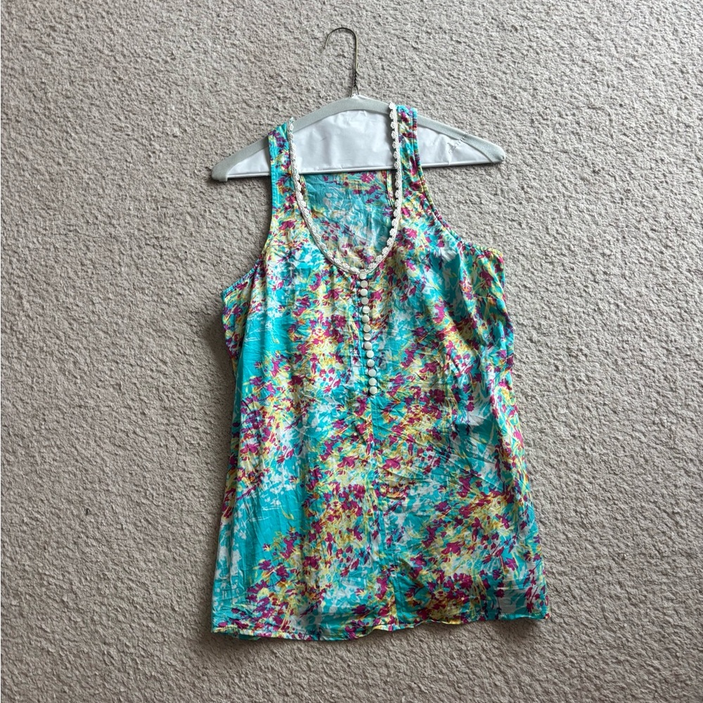 Sundance Blue and Pink Sleeveless Tank Top